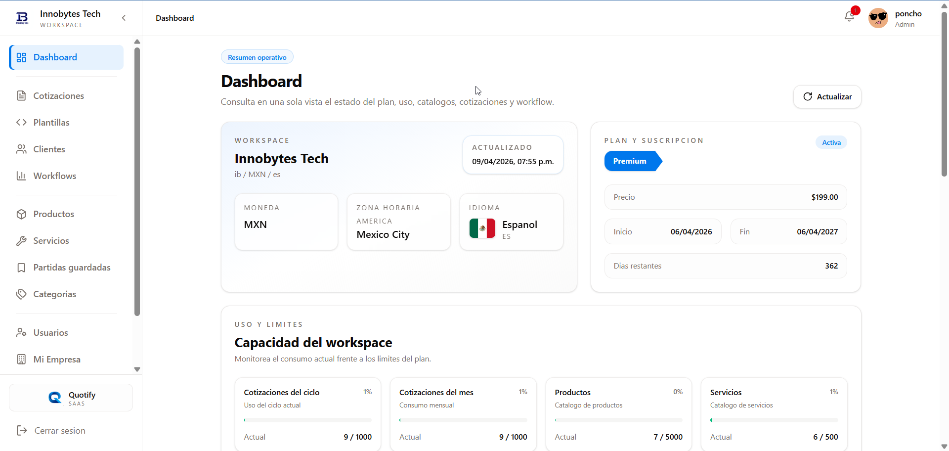 Quotify - Vista 1 de la aplicación