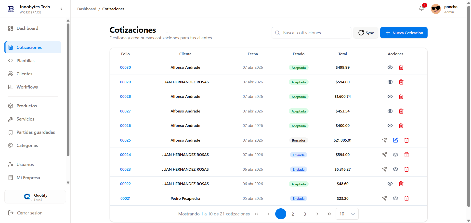 Quotify - Vista 2 de la aplicación