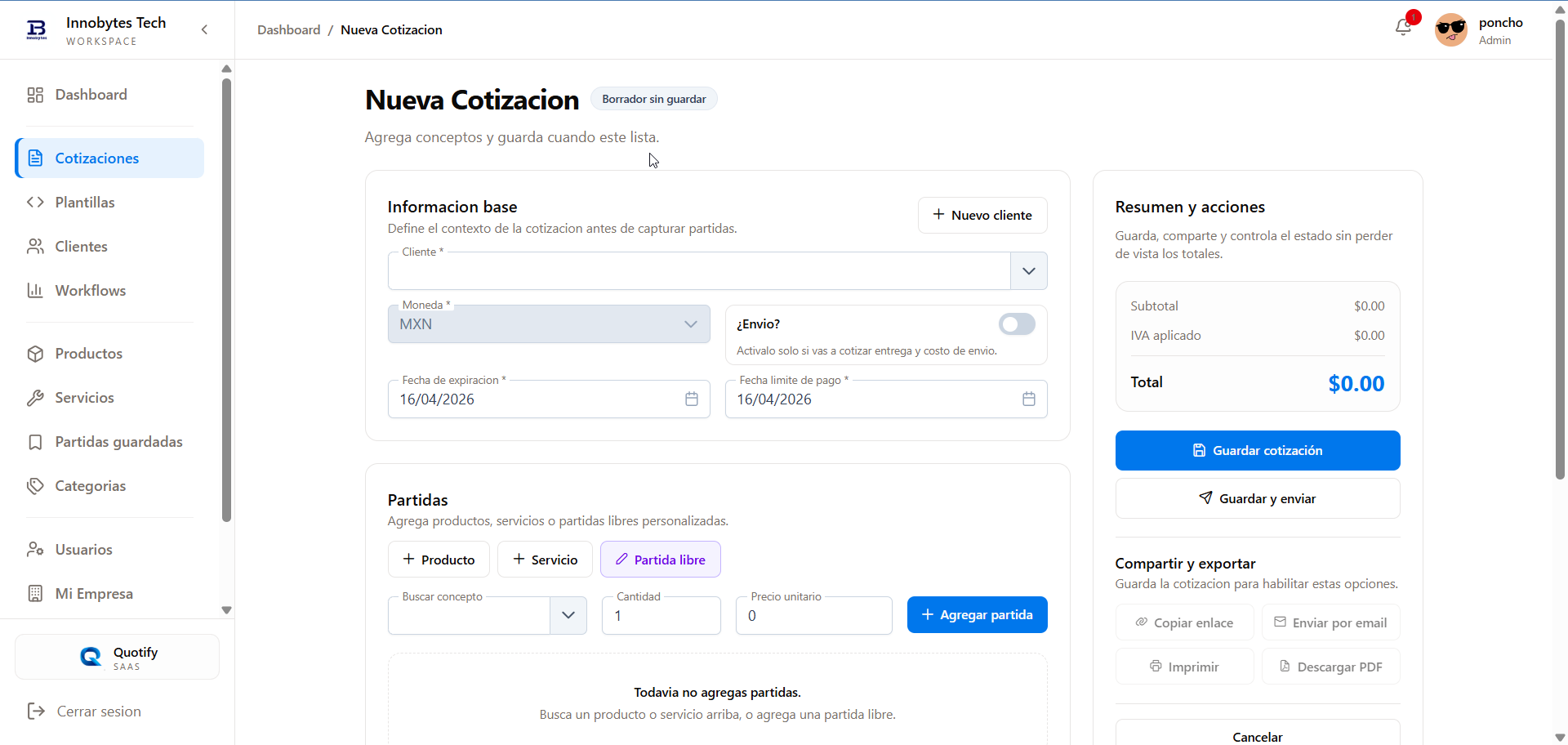 Quotify - Vista 3 de la aplicación