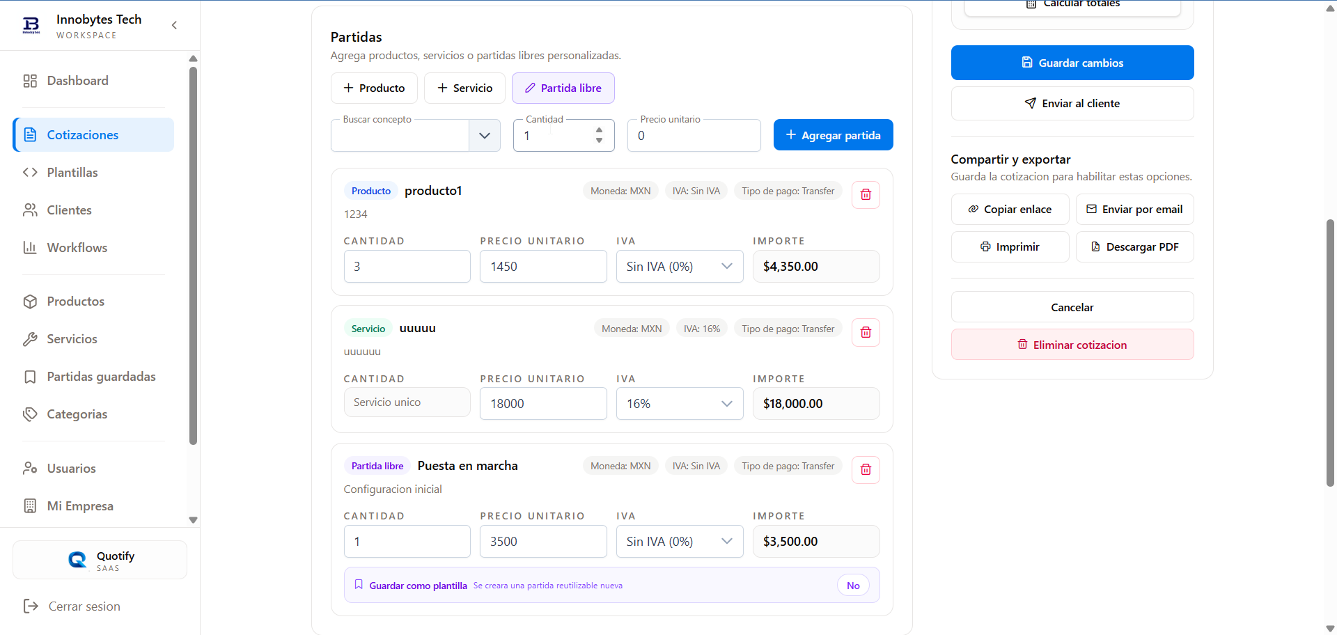 Quotify - Vista 4 de la aplicación